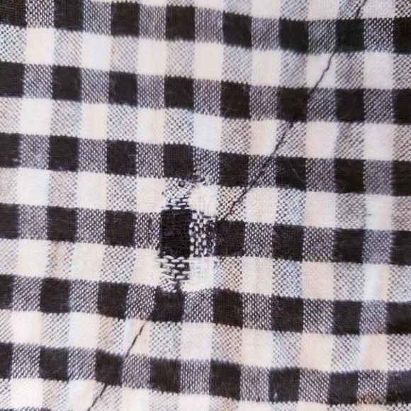 109°F Womens Top Large Black Plaid Gingham Embroidered Floral Cottagecore - Picture 8 of 16